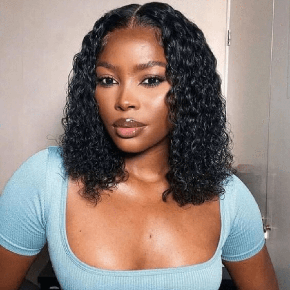 Deep Wave Bob Human Hair Lace Front Wig 13x6 for African American-model
