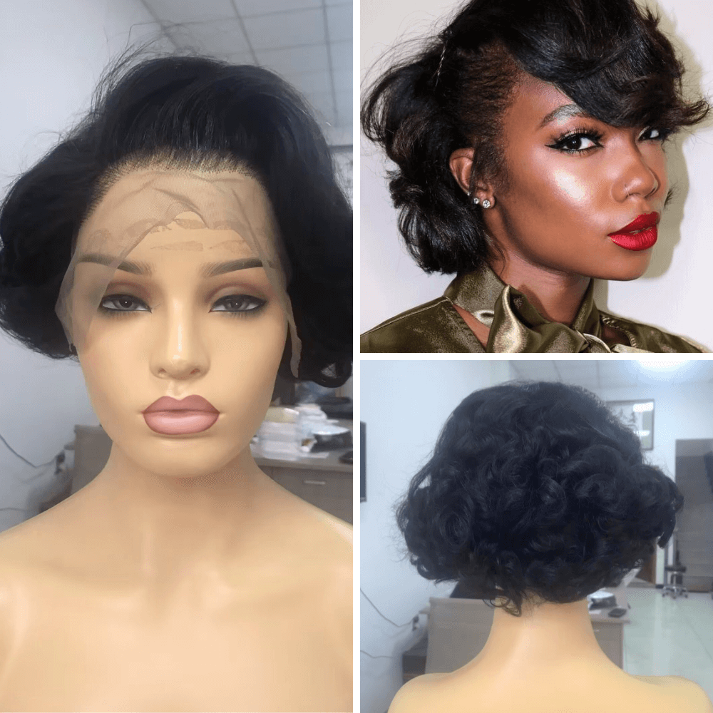 Best Human Hair Pixie Cut Wig Lace Frontal 13x4 for African American-main