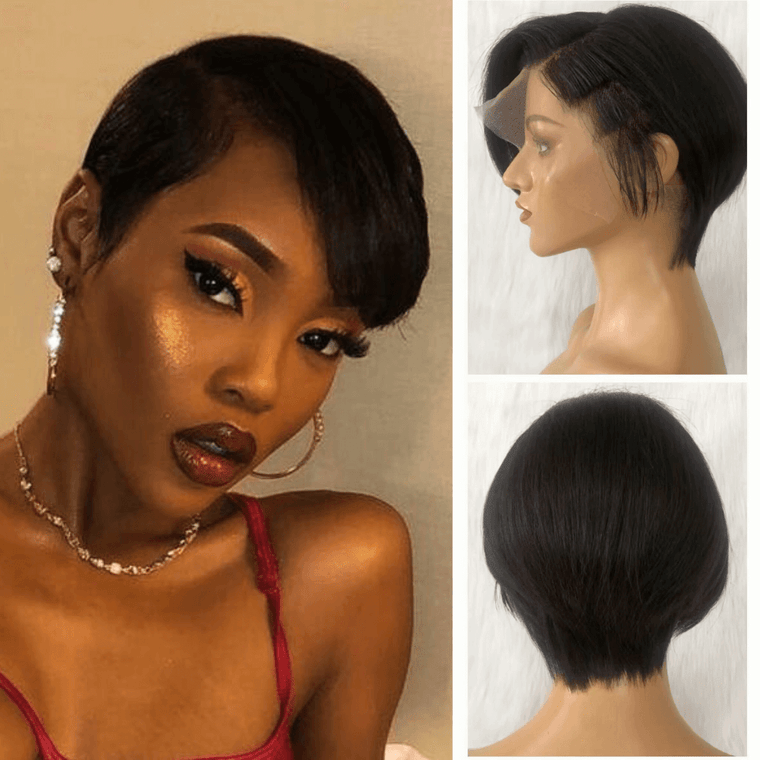 Short Bob Straight Pixie Cut Wig Human Hair 13x4 Lace for Black Women