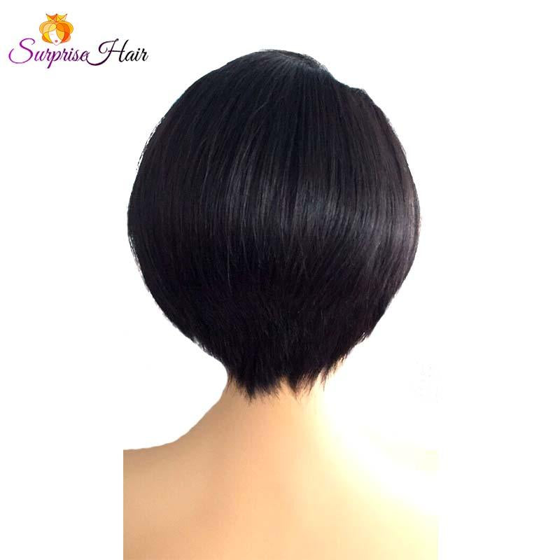 black pixie cut human hair wig full lace