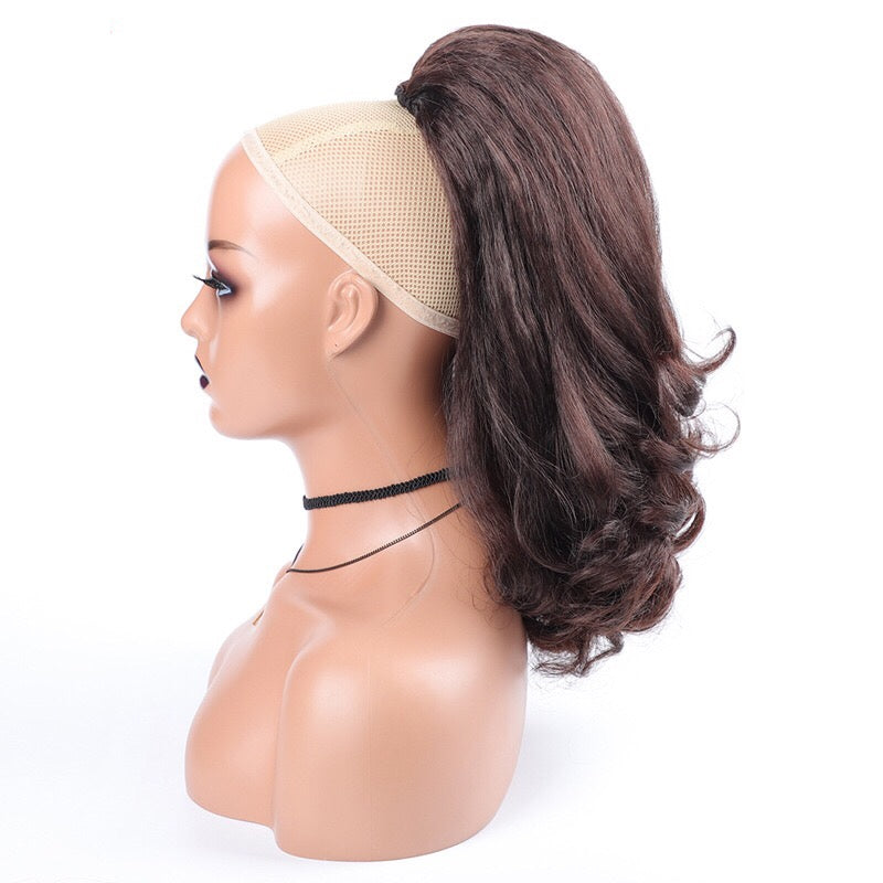 #4 brown 16inch Yaki Straight Drawstring Ponytail Hair Extension