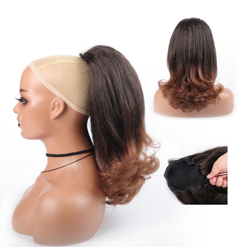#1/30 16inch Yaki Straight Drawstring Ponytail Hair Extension