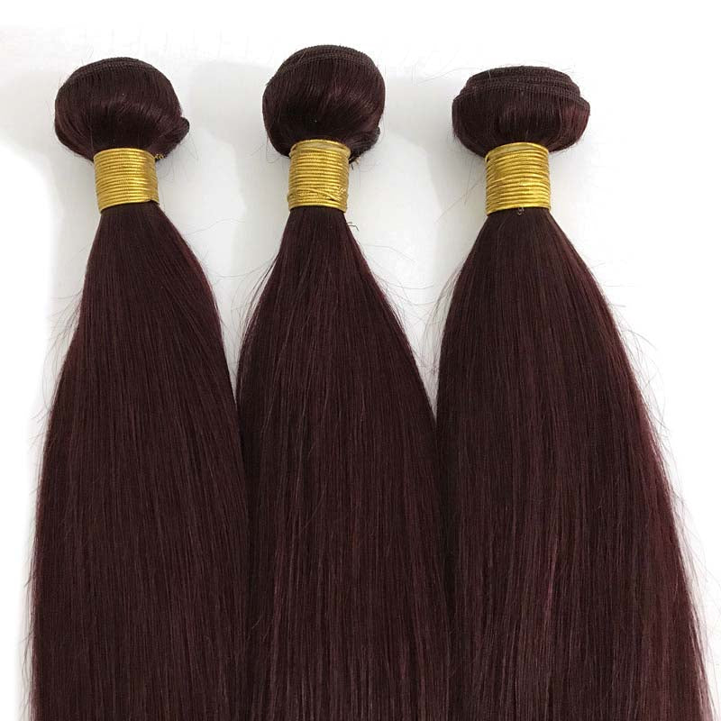 wine red human hair straight 99J color