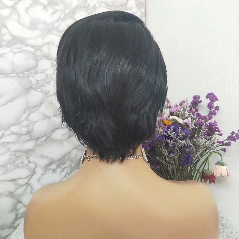 Short Human Hair Pixie Cut Wig for African American