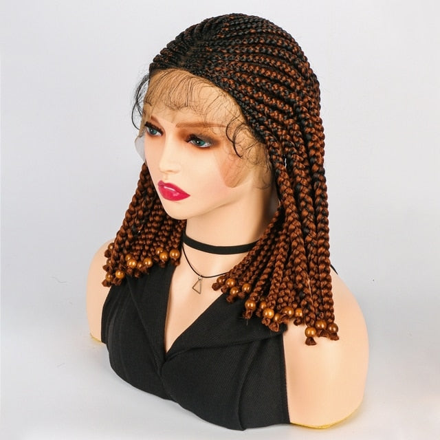 14 Inch Short Bob Wig Braided Wigs Synthetic Braiding Hair for Black Women