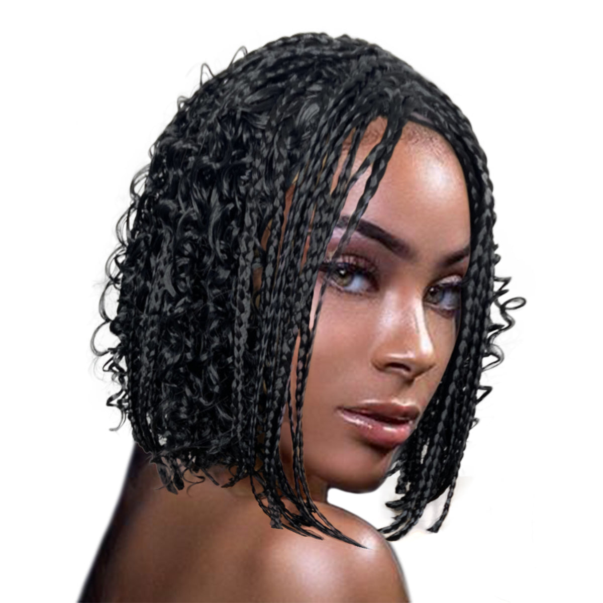 Short Braided Bob Wig 14inch Curly Box Braid Wig for Black Women