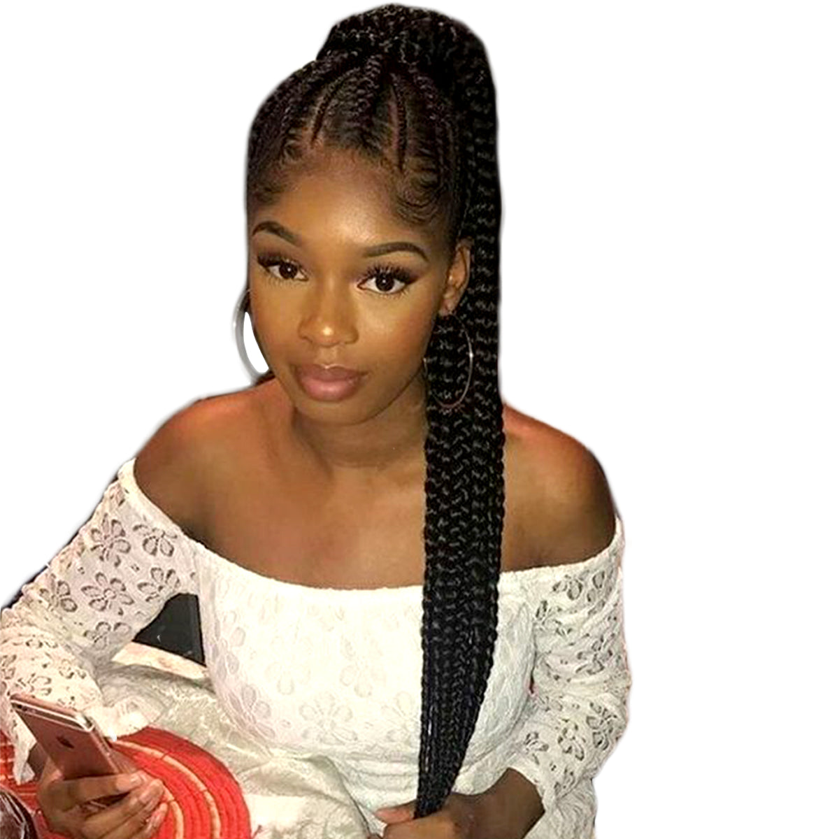 Box Braided Ponytail Hair Extension Long drawstring ponytail Vavanga