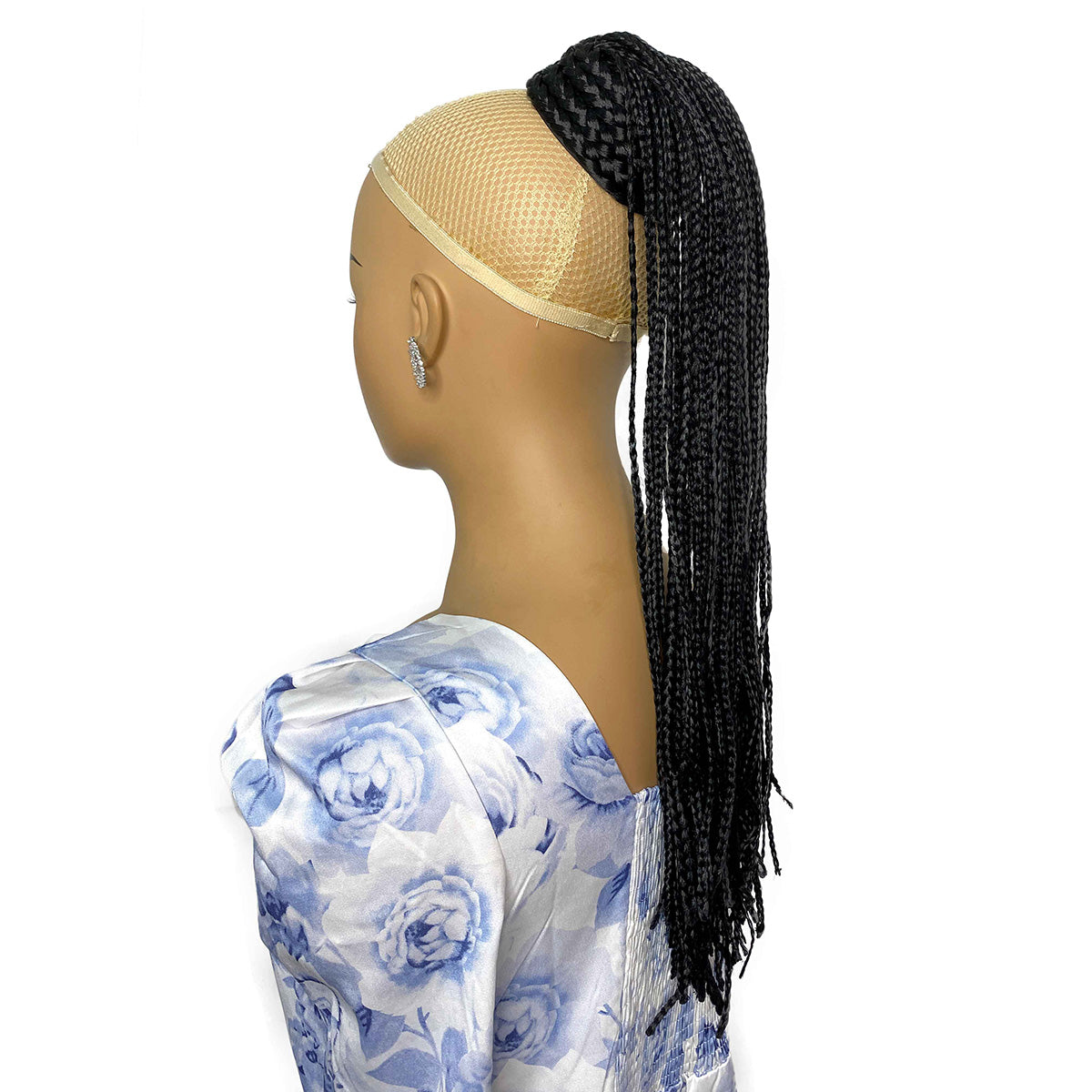 18inch Micro Box Braided Ponytail Drawstring Hair Extension Black Ponytail