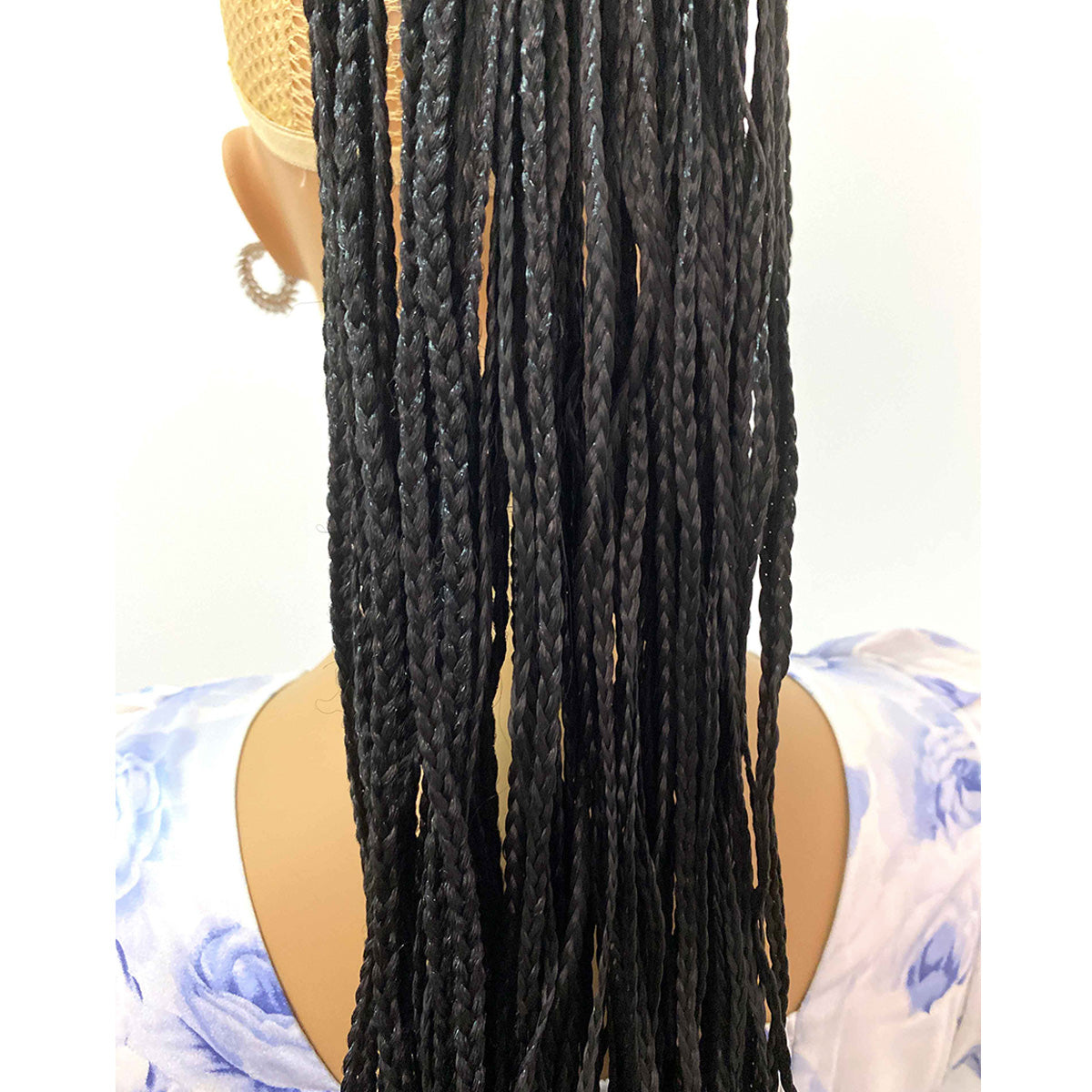 Long Micro Box Braided Ponytail Drawstring Hair Extension Black Ponytail