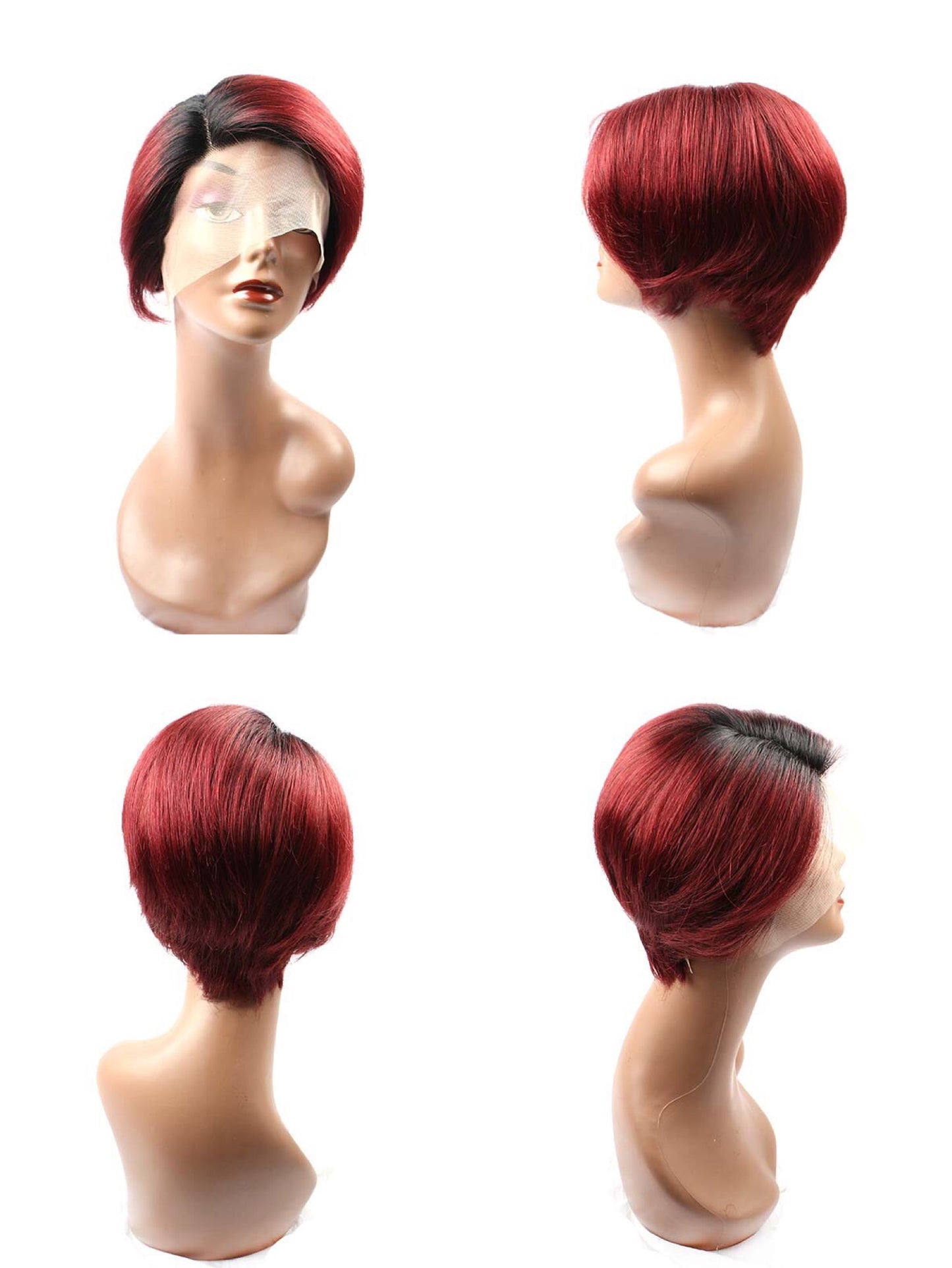 T1B99J Ombre Pixie Cut Human Hair Wig