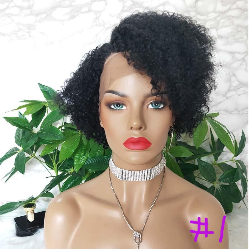 1 black short pixie cut curly lace wig