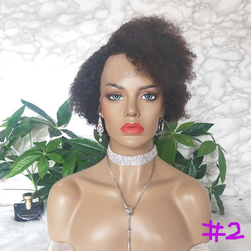 2 natural black pixie cut curly human hair wig for black women