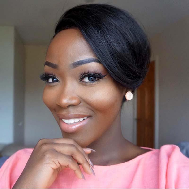 Black Natural Straight Pixie Cut Wig Virgin Human Hair
