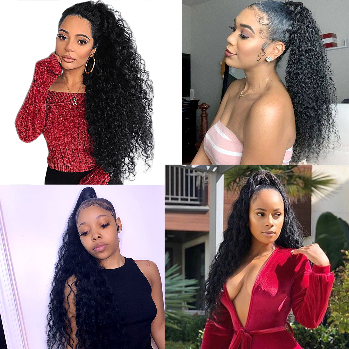 Long Curly Ponytail Extension, 30 Inch Drawstring Pony Tail Clip-in Hairpiece