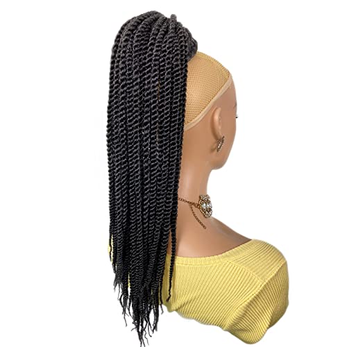 VAVANGA 2X Senegalese Twist Braid Ponytail 20inch Drawstring Ponytail Black Women