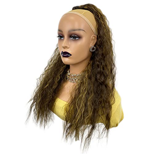 Highlight Curly Ponytail Long Corn Wave Drawstring Ponytail for Black Women