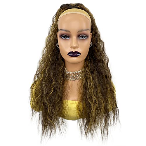 Highlight Curly Ponytail Long Corn Wave Drawstring Ponytail for Black Women