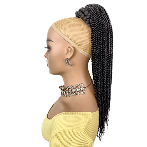VAVANGA 2X Senegalese Twist Braid Ponytail 20inch Drawstring Ponytail Black Women