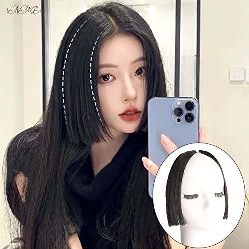 VAVANGA Long Bangs Clip in Hair Piece, Synthetic Hair Princess Bangs Thick Middle Part Bangs