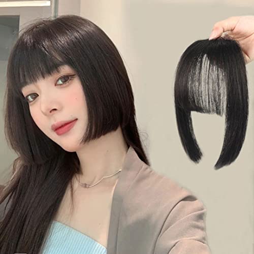 Black Bangs Clip in Hair Synthetic Hair Princess Cut Bangs Hair Piece Fringe Bangs