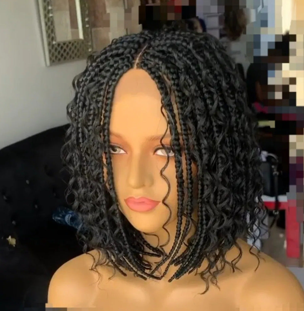 Short Braided Bob Wig 14inch Curly Box Braid Wig Black Women