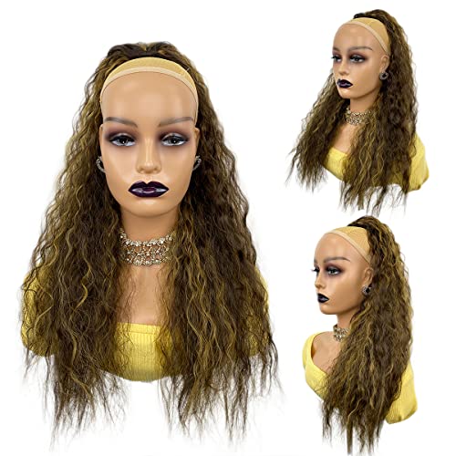 Highlight Curly Ponytail Long Corn Wave Drawstring Ponytail for Black Women