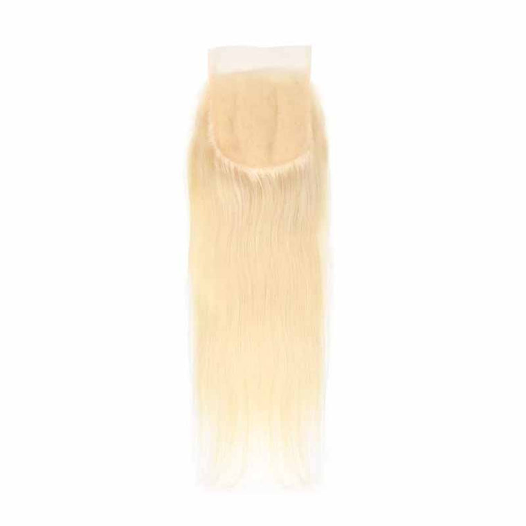Best Blonde Lace Closure Human hair Straight 4x4 Free Part #613 color