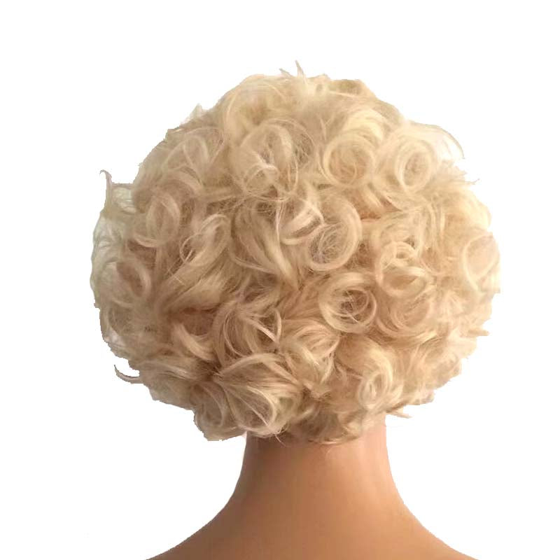 613 blonde curly brazilian hair pixie cut wig for African American