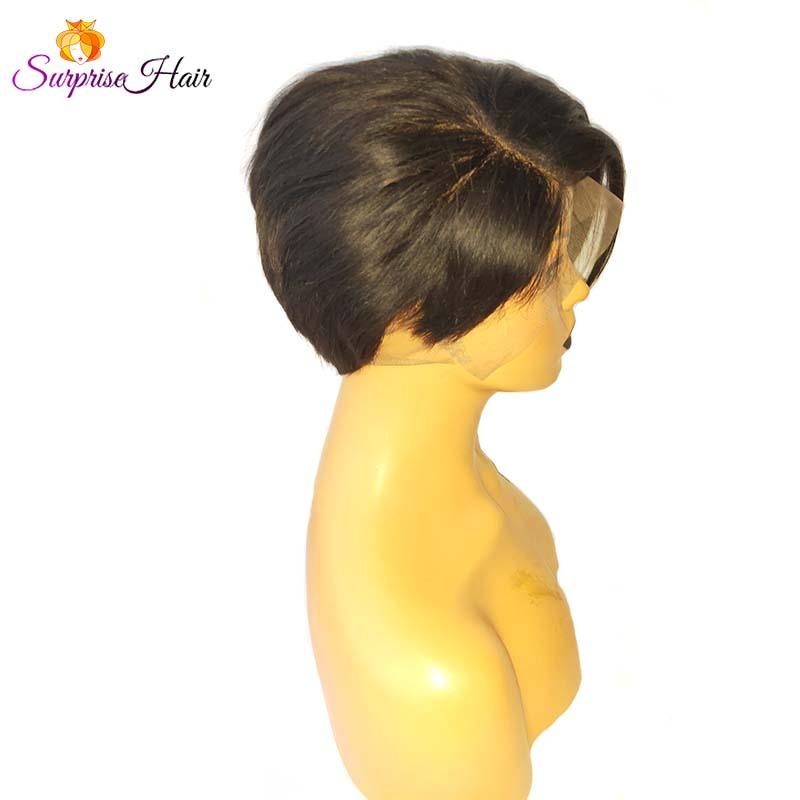 quality straight human hair pixie cut wig for black women