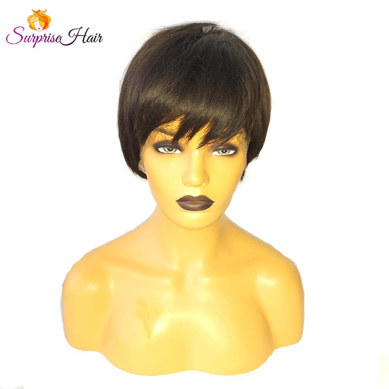 short natural straight pixie cut wig human hair