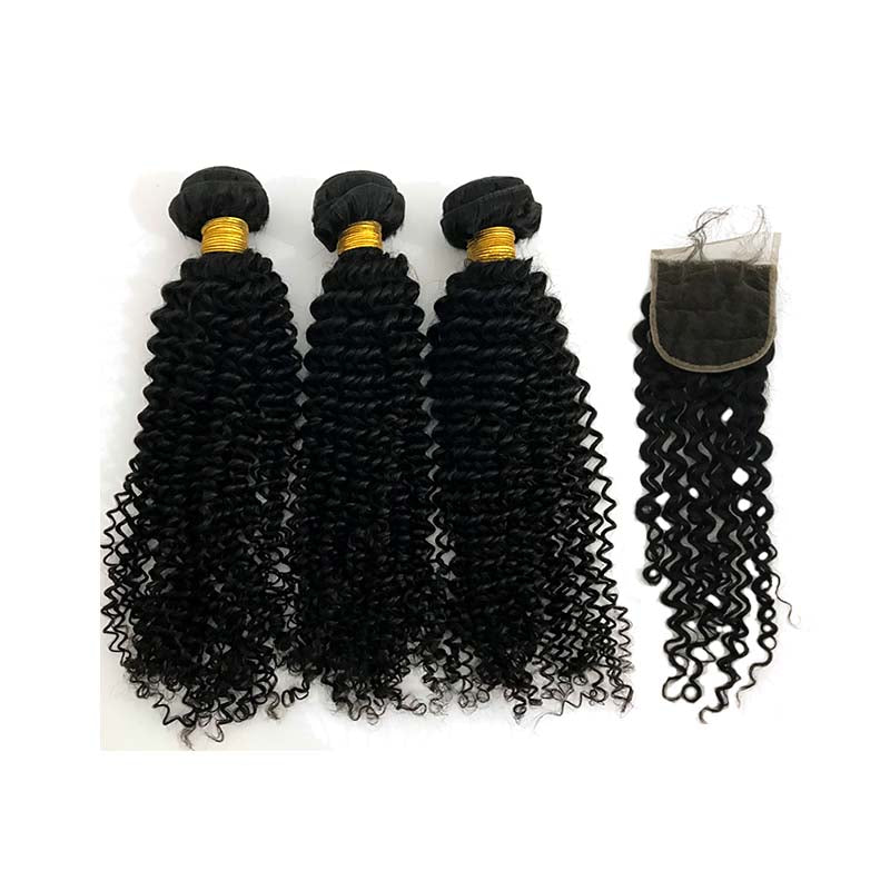 kinky curl hair 3pc with closure