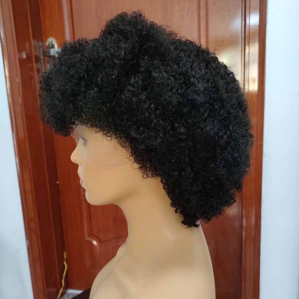 Afro Kinky Curly Pixie Cut Wig Human Hair 13x4 Lace Frontal Wig for Black Women