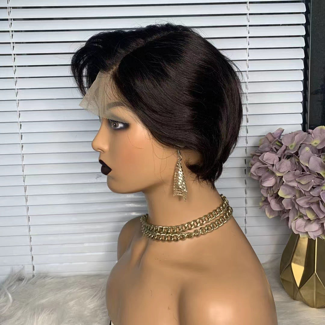 Short Pixie Cut Wig For African American Black Human Hair Lace Wig