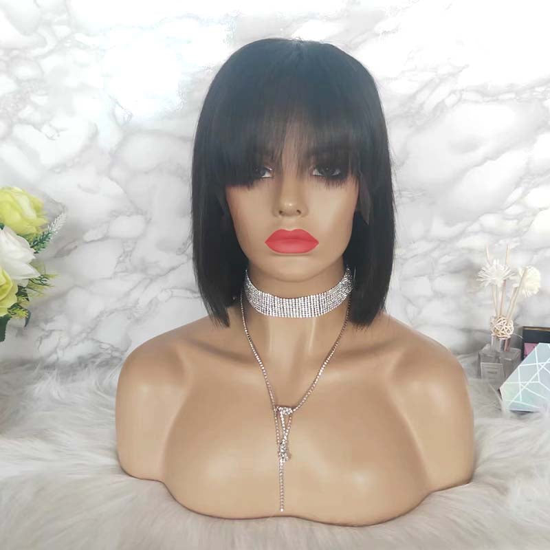 Brazilian hair bob wig with bangs for black women