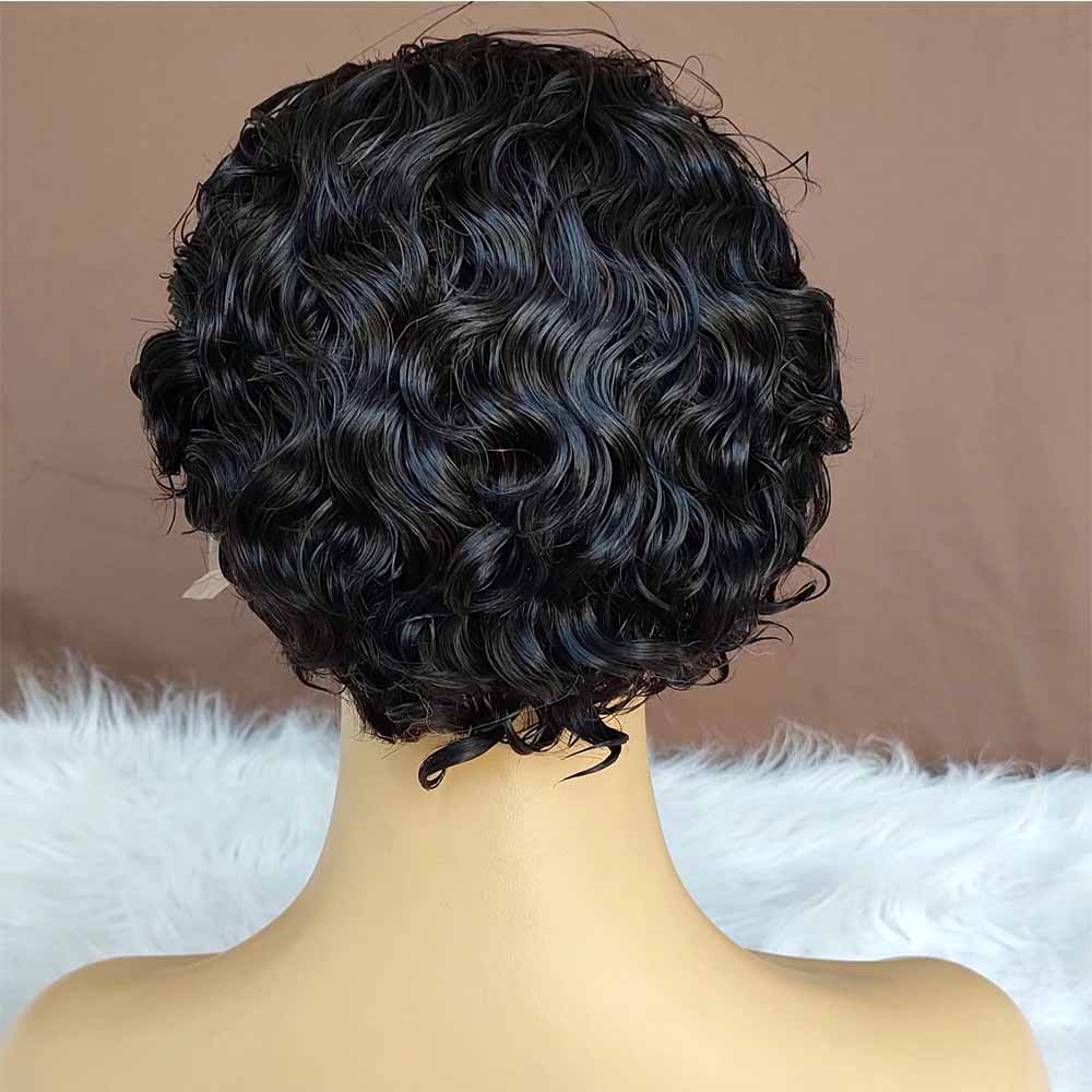 Curly Pixie Cut Human Hair Wigs 13x4 Lace Frontal Wig for African American