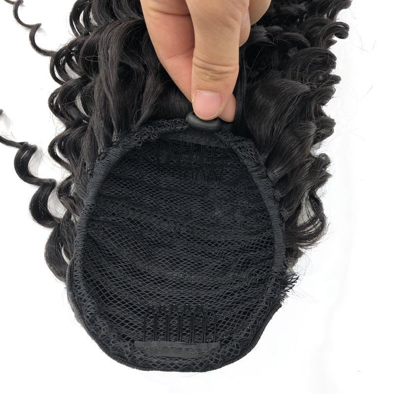 Deep Wave Human Hair drawstring Ponytail