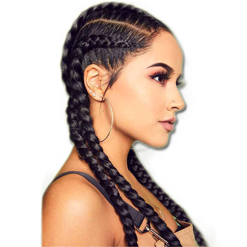 30 Inches Extra Long Hand Braided 360 Swiss Lace Front Double Dutch Braided Wigs surprisehair