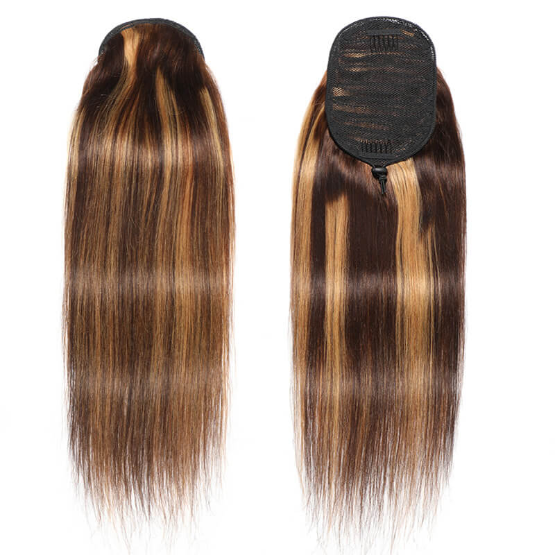 Highlight Human Hair Drawstring Ponytail for Black Women
