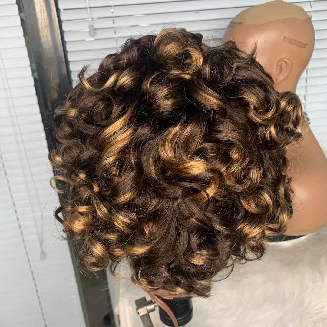 High light Loose Wave Human Hair Wig 13x1 Lace Wig For African American