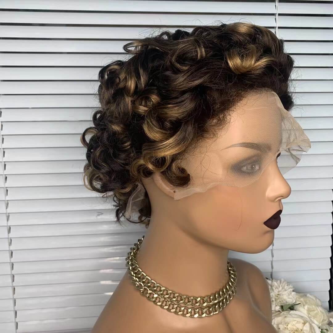 Highlight Loose Wave Human Hair Wig 13x1 Lace Wig For black women