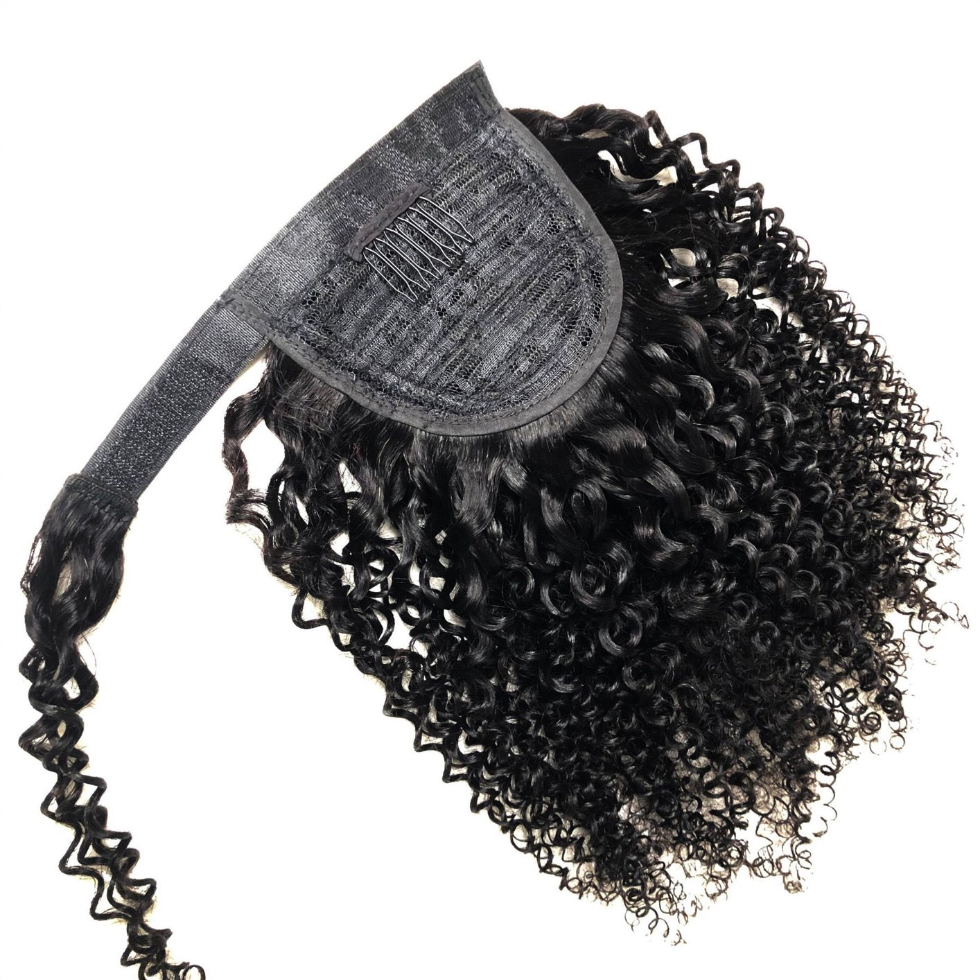 Human Hair Kinky Curl Clip-in Ponytail Black Curly Ponytail Extension