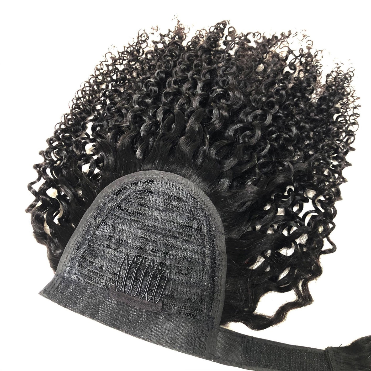 Human Hair Kinky Curl Clip-in Ponytail Black Curly Ponytail Extension