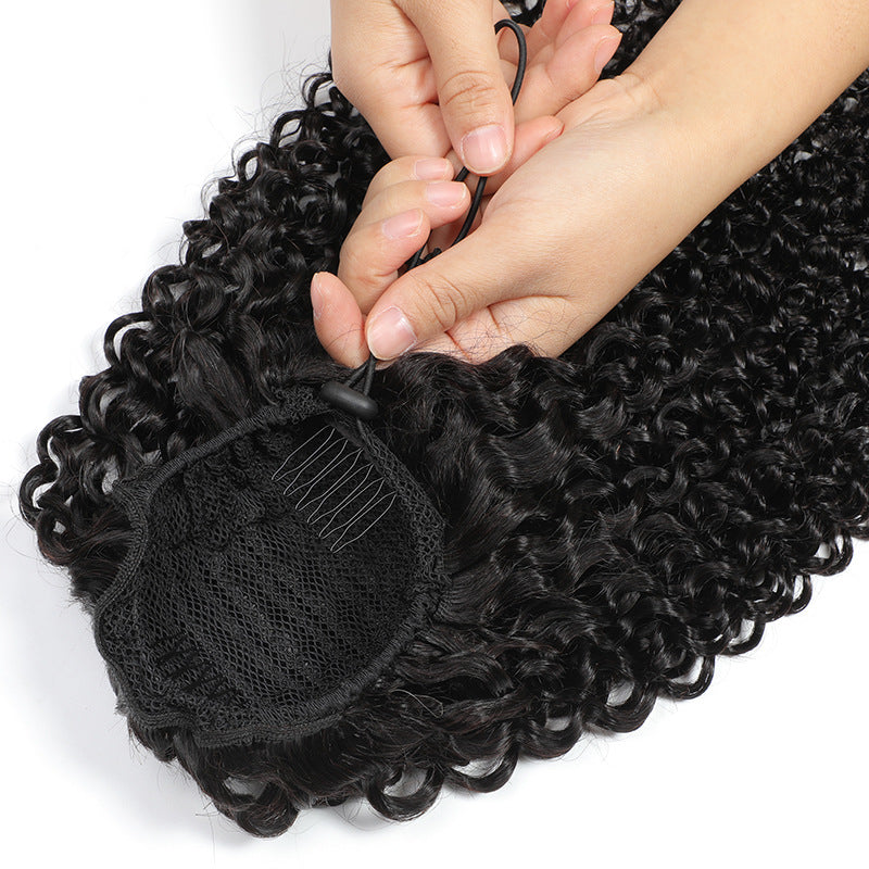 Human Hair Kinky Curl ponytail Drawstring