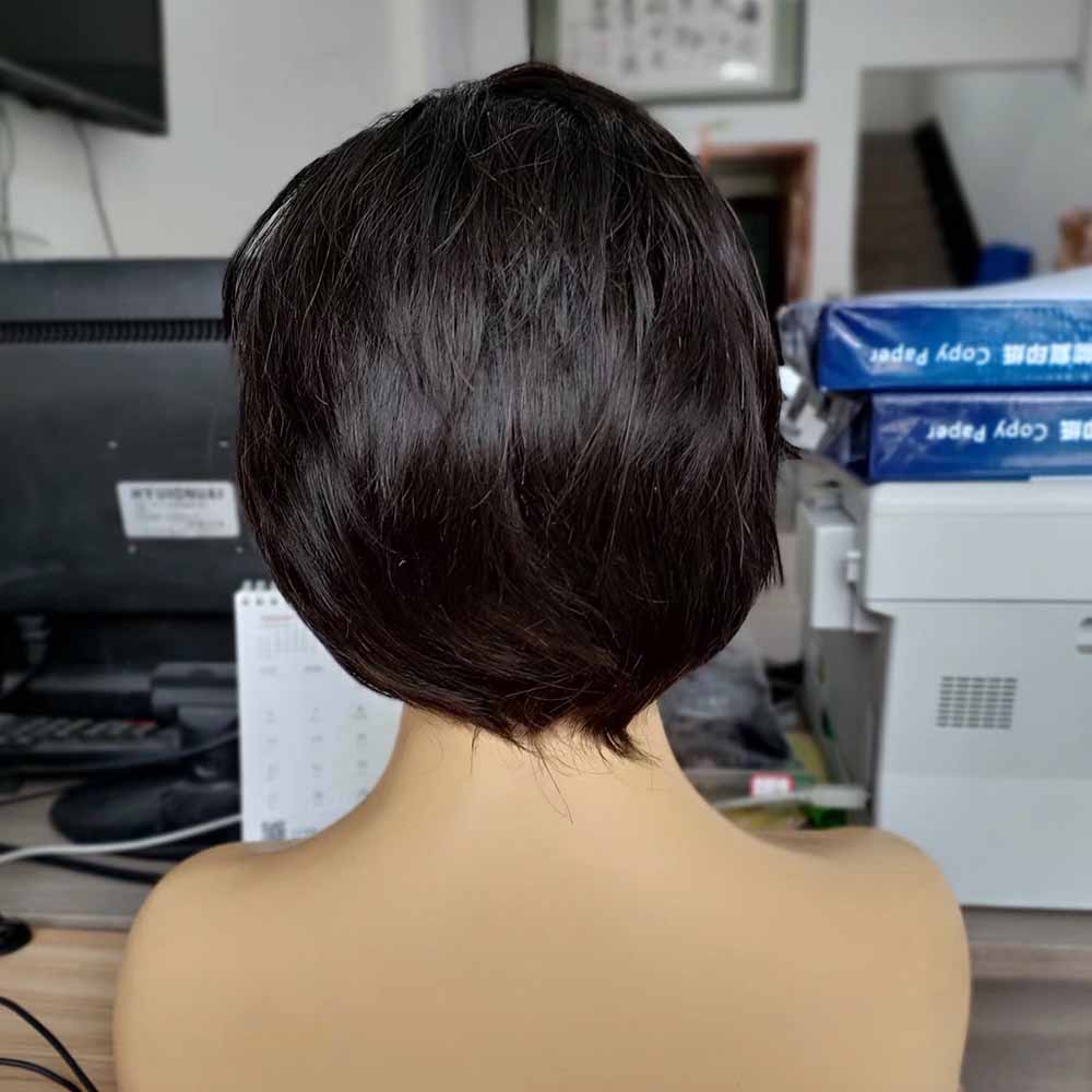 Human Hair Pixie Cut Wig Black Women Lace frontal Pixie Cut Black Wig