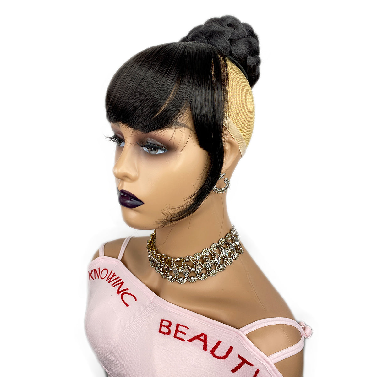 Black-Twisted-Bun with-Bang for african american