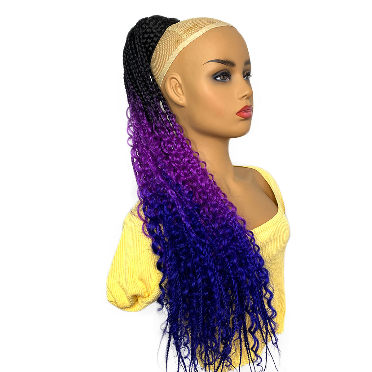Ombre Braided Ponytail Drawstring Box curly Braid Ponytail Extension VAVANGA