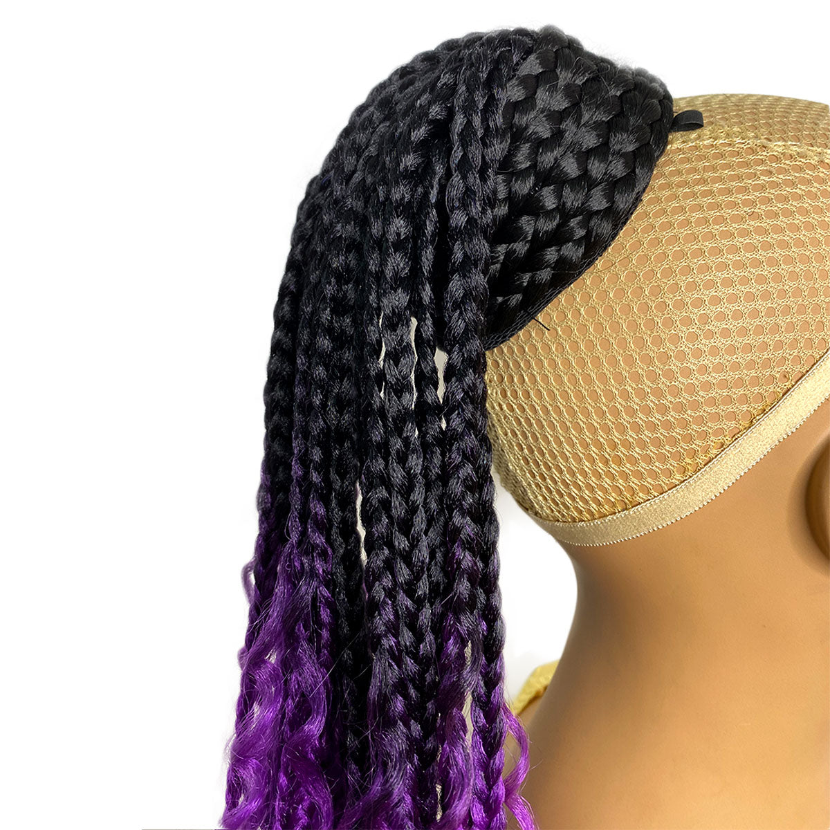 Ombre Braided Ponytail Purple Drawstring Box curly Braid Ponytail Extension