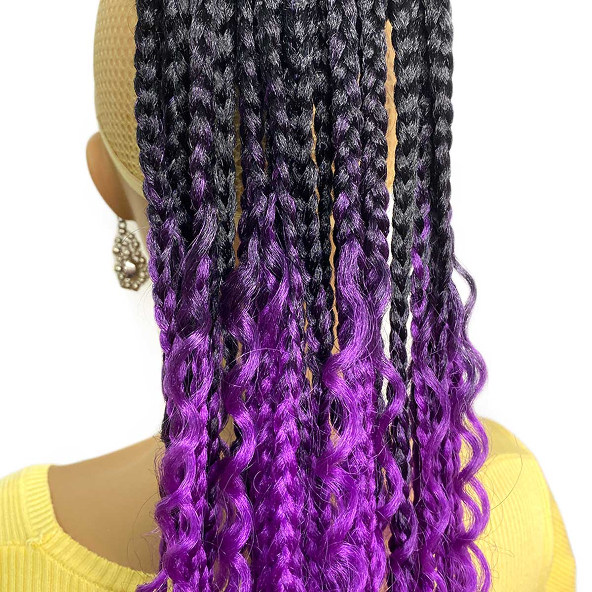 Purple Braided Ponytail Drawstring Box curly Braid Ponytail Extension