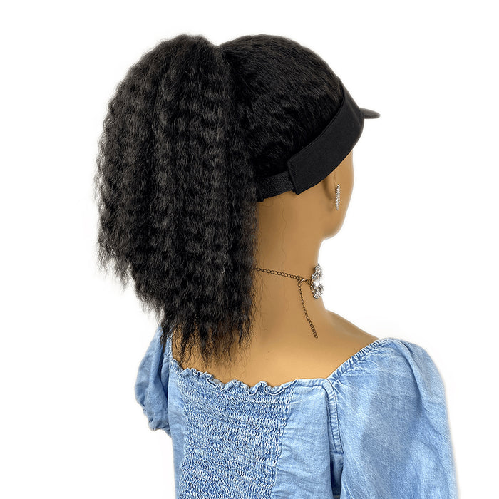 BLACK Hat Wig Black Hair with Hat Black Baseball Cap with Hair for Black Women