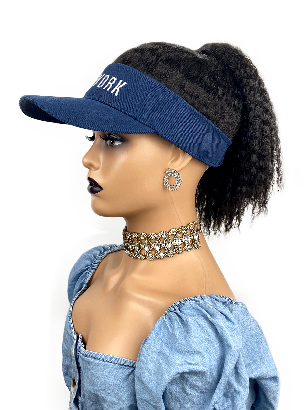 Hat Wig Black Hair with Hat Black Baseball Cap with Hair for Black Women